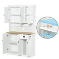 thumbnail image 4 of Llinc Store 71" Kitchen Pantry Storage Cabinet with Microwave Oven Countertop, Freestanding Hutch Cabinet with Adjustable Shelves, 6 Doors and 1 Drawer-White, 4 of 8
