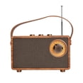 thumbnail image 2 of Radio FM retro portátil de madera con Bluetooth, altavoz de graves, manos libres, reproductor MP3, compatible con USB/tarjeta TF/AUX., 2 of 5