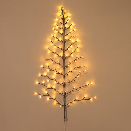 Lighted Christmas Wall Tree - Indoor/Outdoor LED 4 Foot High - Warm White Lights - Plug In ...