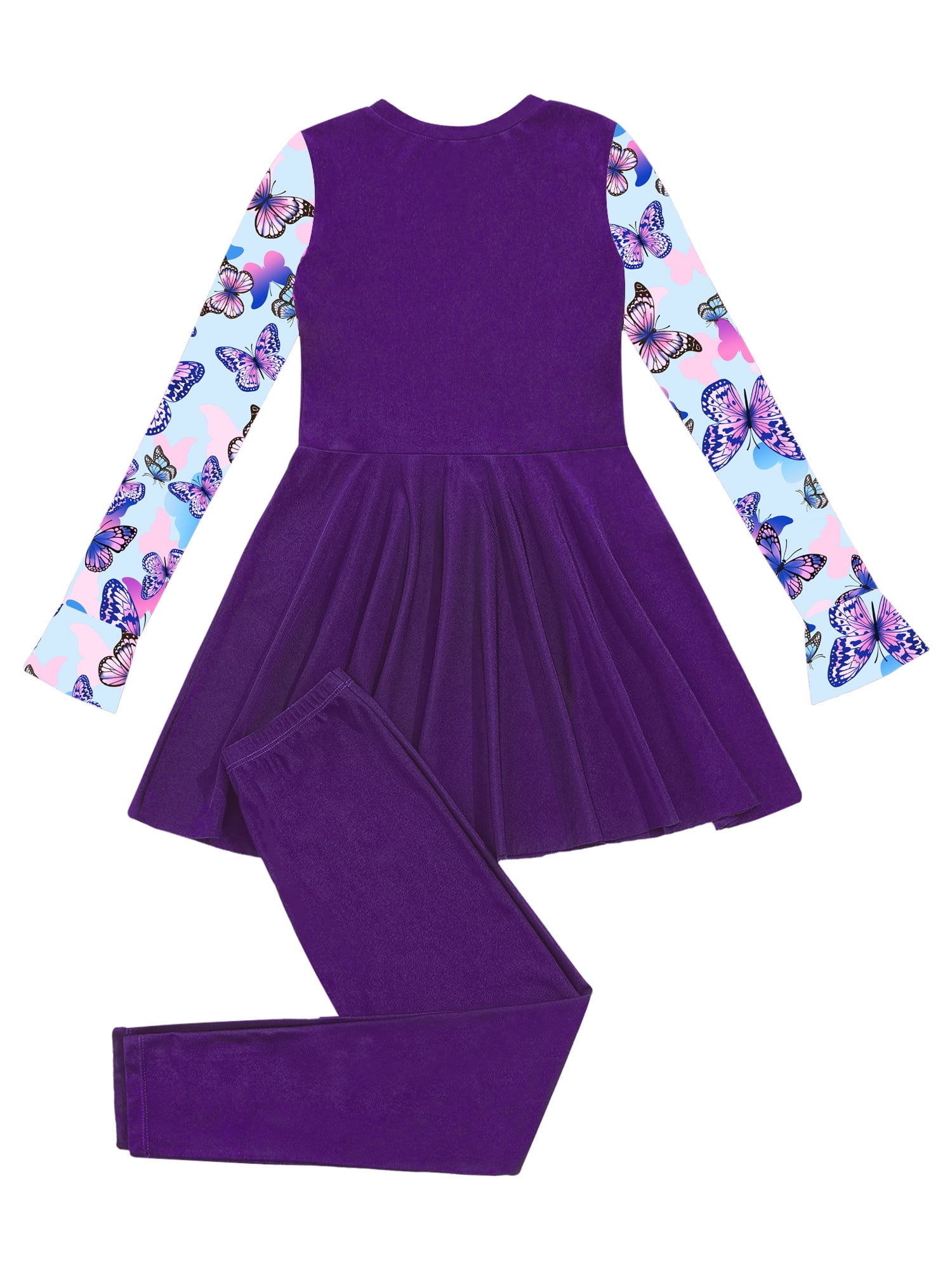 Yeahdor Girls Muslim Swimsuit Full Cover Long Sleeve Dress with Swim Trunks Islamic Full Body Swimsuit Purple 10