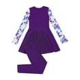 thumbnail image 4 of Aislor Kids Girls Two Pieces Swimsuit Floral Printed Rash Guard Skirts with Legging for Seaside Holiday 6-16 Purple 16, 4 of 7