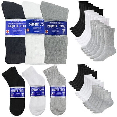 

3-12 Pairs Mens Womens Diabetic Health Crew Ankle Quarter Cotton Socks Size 9-15
