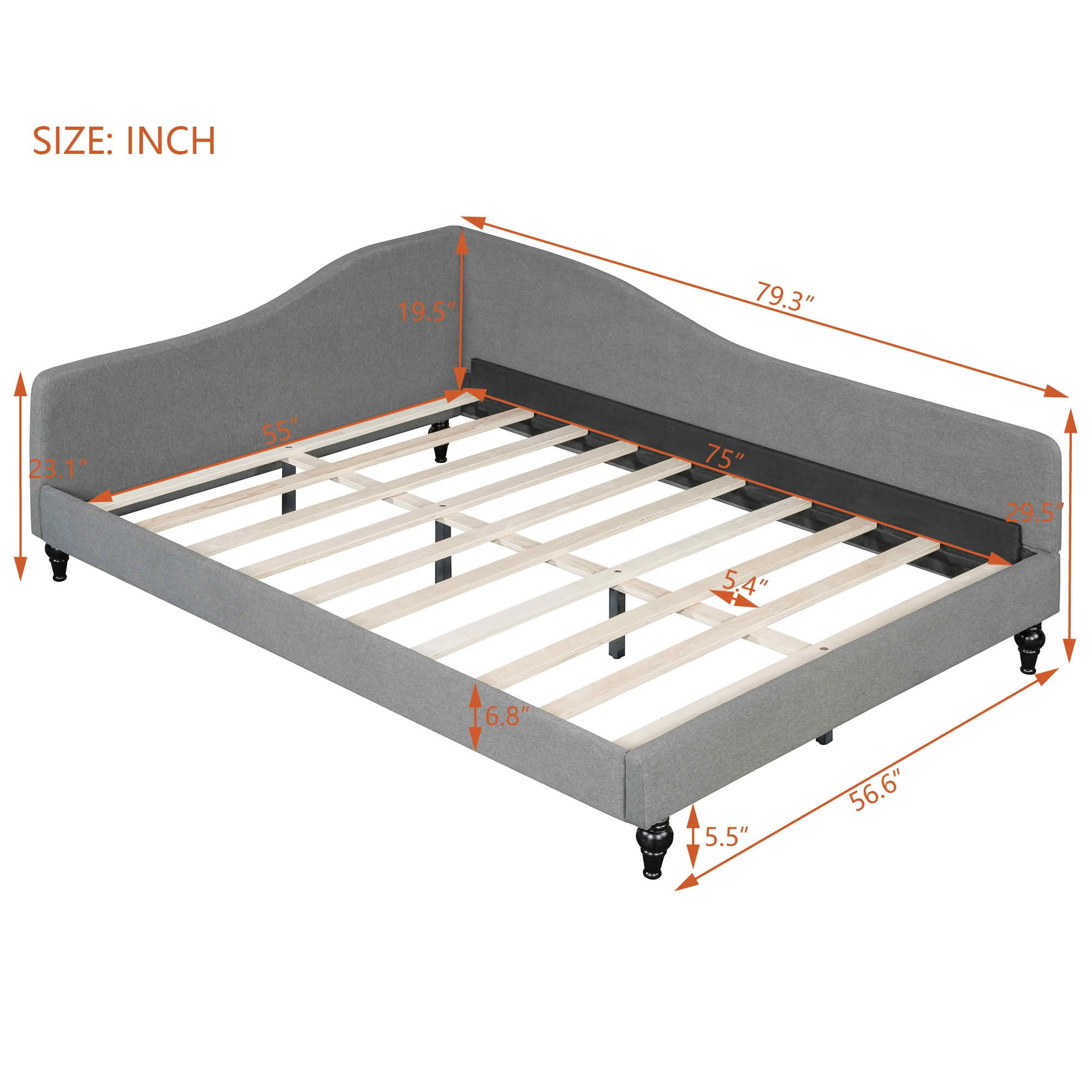 MAYEERTY L-Shaped Semi-Enclosed Upholstered Daybed with Solid Wood Legs, Twin & Full Size Available