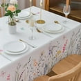 thumbnail image 5 of Easter Tablecloth Spring Rectangle Wild Flower Butterfly Table Cloth - 60" X 84" Oblong Polyester Floral Table Cover Reusable Water Resistant for Spring Summer Holiday Table Decoration, 5 of 6