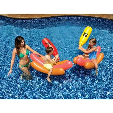 Swimline Vinyl Hot Dog Battle Inflatable Fun Kids Pool Float,