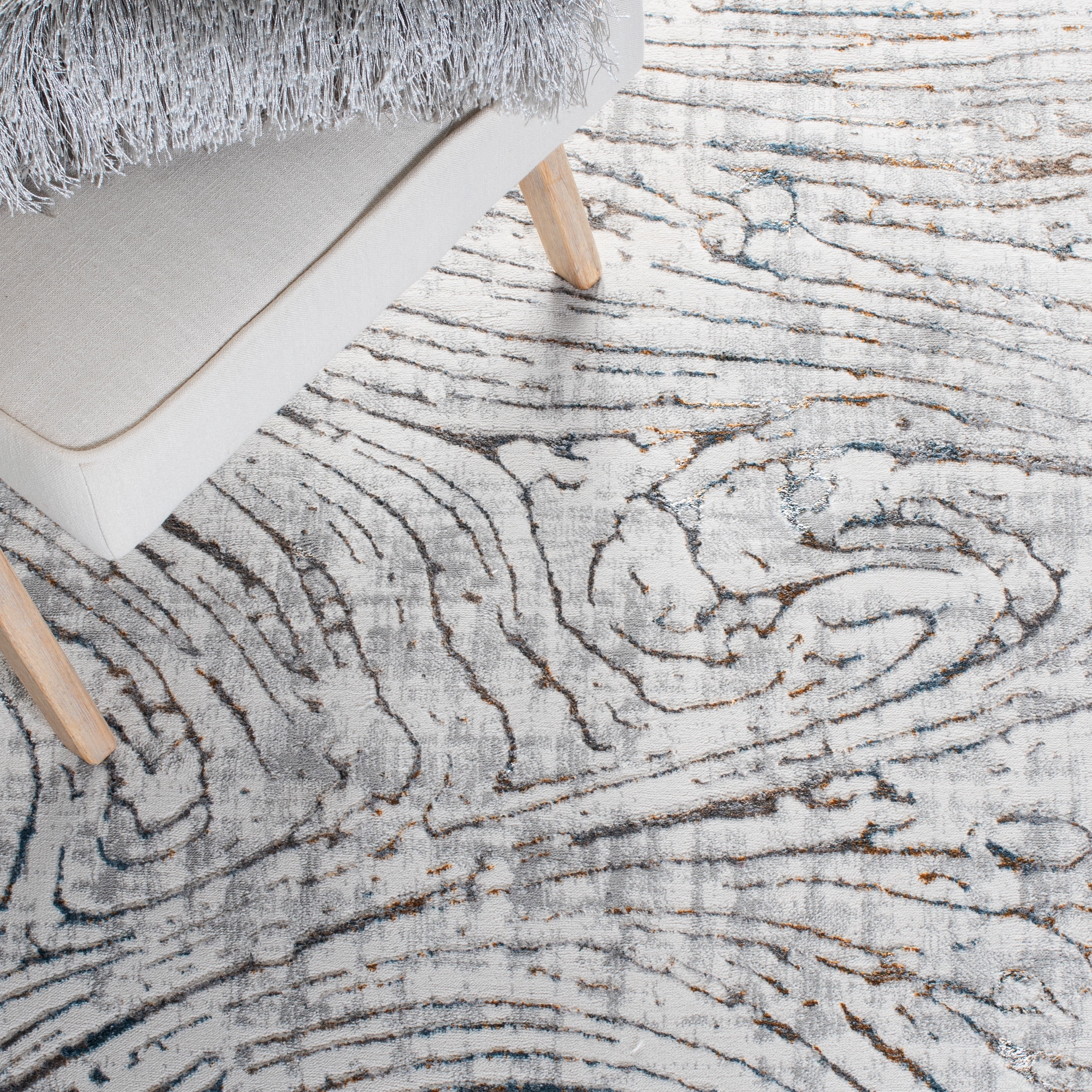 SAFAVIEH Sonoma Claud Abstract Area Rug, Ivory/Grey, 4'5" x 6'5"