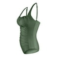 thumbnail image 4 of Baberdicy One Piece Swimsuit Women, Women's Solid Color Pleated Suspender Fashionable Swimsuit Bathing Swimsuit Green Xl, 4 of 6