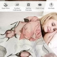 thumbnail image 3 of JRXY Watercolor Floral Blanket, Super Soft Pink Flowers and Leaves Throw Blanket Blanket for Bed Couch Chair Fall Winter Camping Living Room Office Gift White, 3 of 6