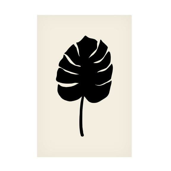 Canvas Wall Art - Pictufy Studio 'Monstera Leaf Black' Wall Art for Living Room, Bedroom, or Office Décor by Trademark Fine Art - 12 x 19 Inches