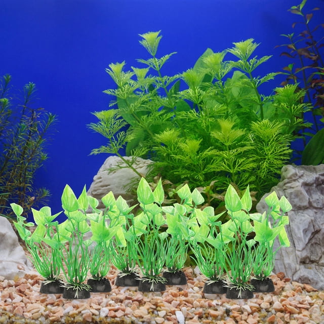 OULII 20Set Decorative Fish Breeding Grass Green Fake Plants for Fish Tank Accessories