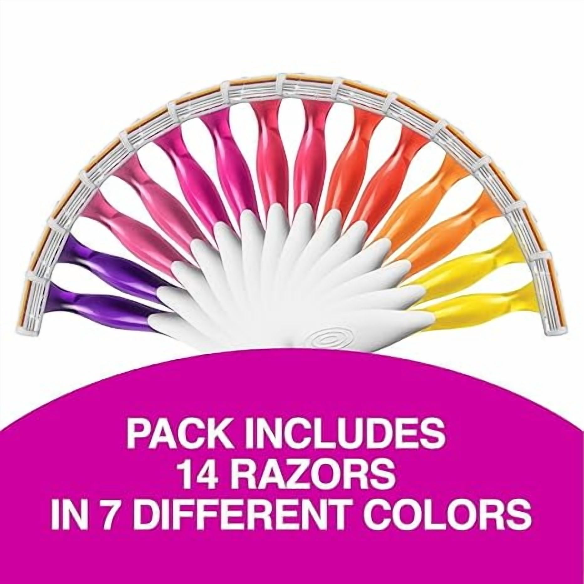BIC Soleil Smooth Colors Women's Disposable Razors With Aloe Vera and vitamin E Lubricating Strip for Enhanced Glide, With 3 Blades, 14 Count