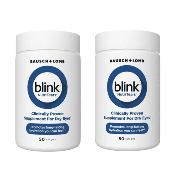 2 Pack - Blink NutriTears Clinically Proven Supplement for Dry Eyes, 50 Softgels, Eye Care Supplement to Hydrate Eyes From Within For Long Lasting Relief You Can Feel