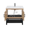 thumbnail image 6 of 32" Bathroom Vanity with White Ceramic Sink & Hot and Cold Faucet , Freestanding Bathroom Cabinet with 2 Storage Doors and Open iron Shelf for Bathroom, 6 of 6