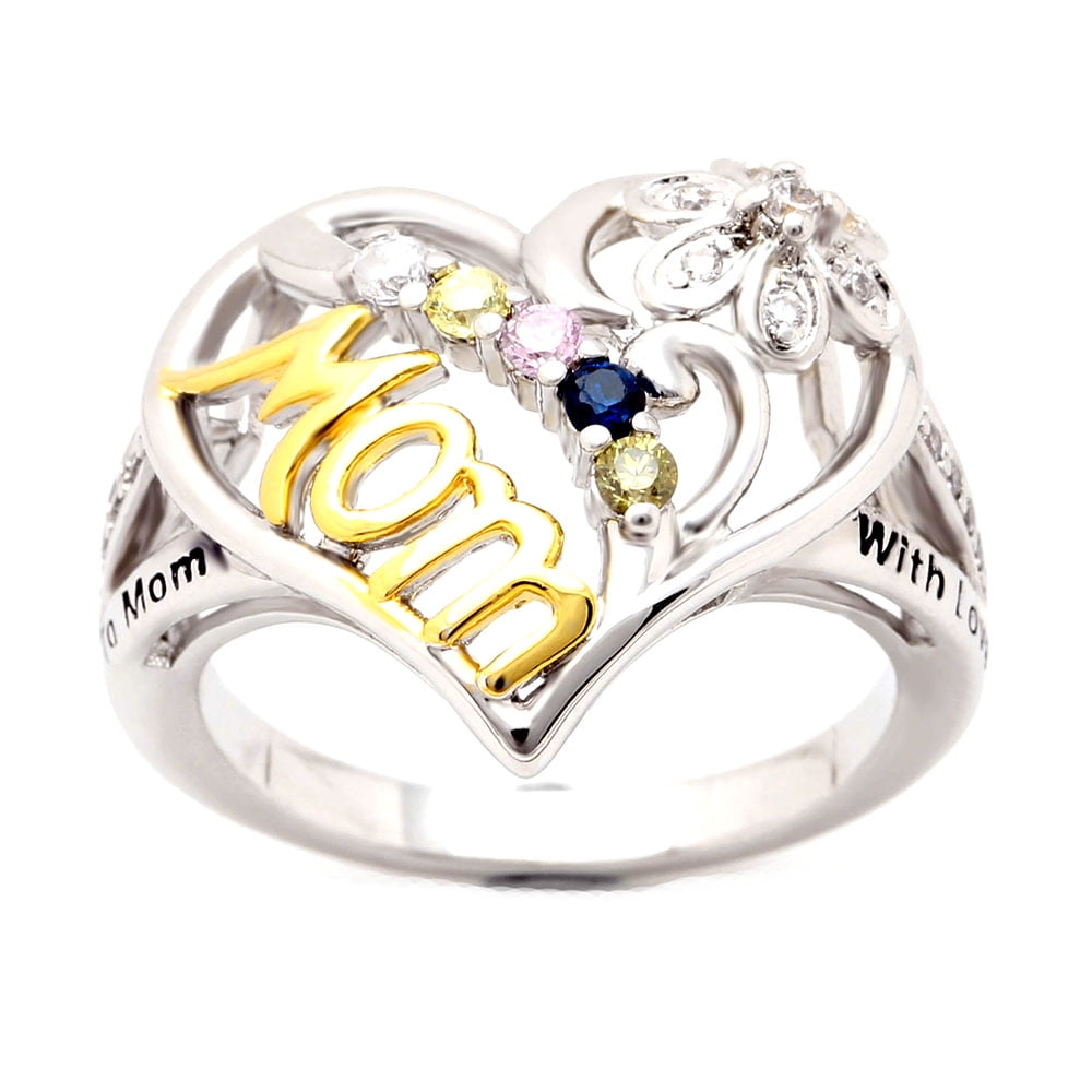 Fresh Personalized Name Heart Ring 18K Gold Plated Cubic Zirconia CZ