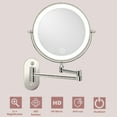 thumbnail image 5 of Wall Mounted Makeup Mirror,10X Majnifying Mirror LED Light Dimmable Touch Screen,USB Charge,8 Inch Extendable Double Sided Vanity Mirror,Nickel, 5 of 9