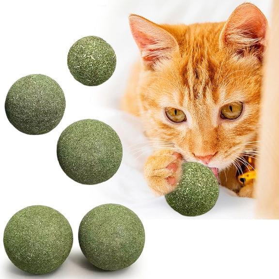 5 Pcs Ball for Safe Teeth Cleaning – Catnip Toy for Cats, Stress Relief, Interactive, Natural Material, Ideal for Indoor Play