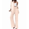 thumbnail image 3 of Women'S Solid Color Collared Blouse and High Waist Pants Two Piece Set Fashion L, 3 of 9