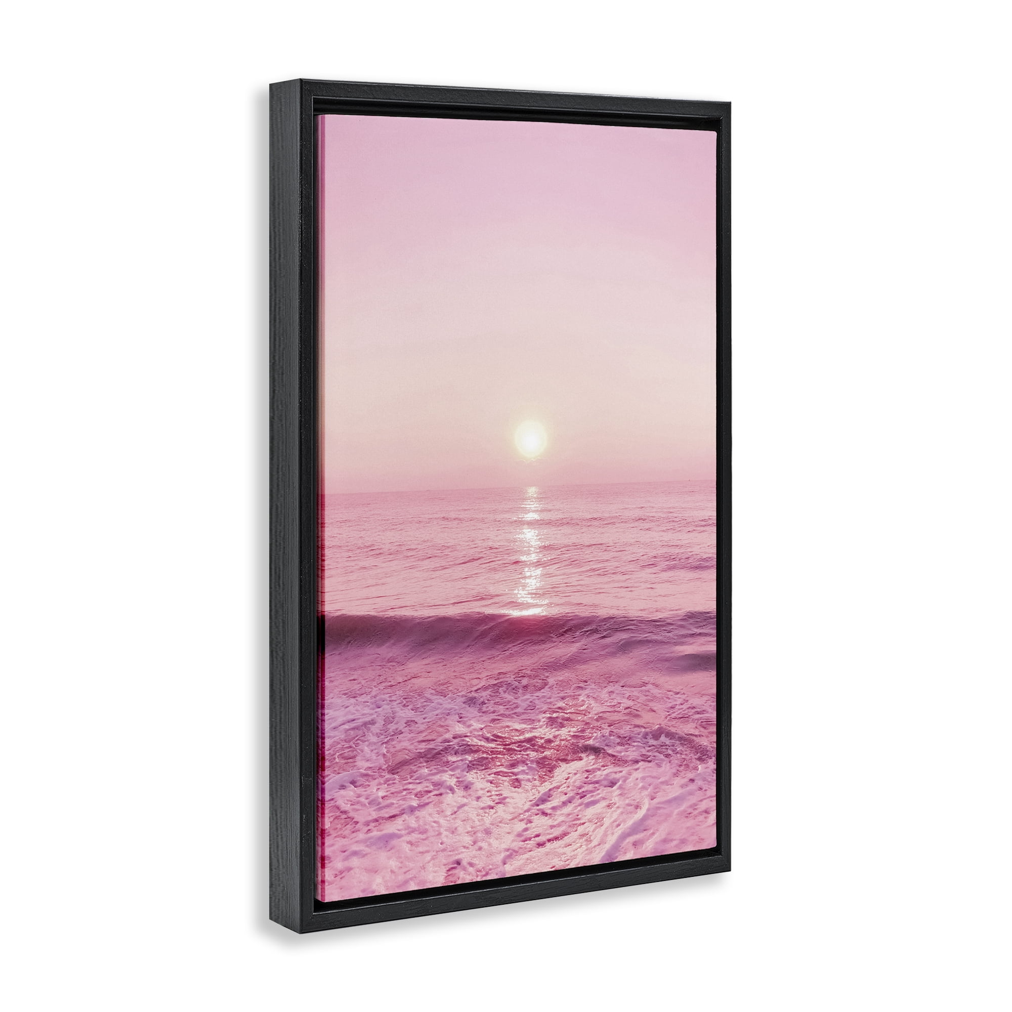 Stupell Industries Peachy Pink Sunset Landscape & Nature Photography Black Floater Framed Canvas Art Print Wall Art, 21 x 31