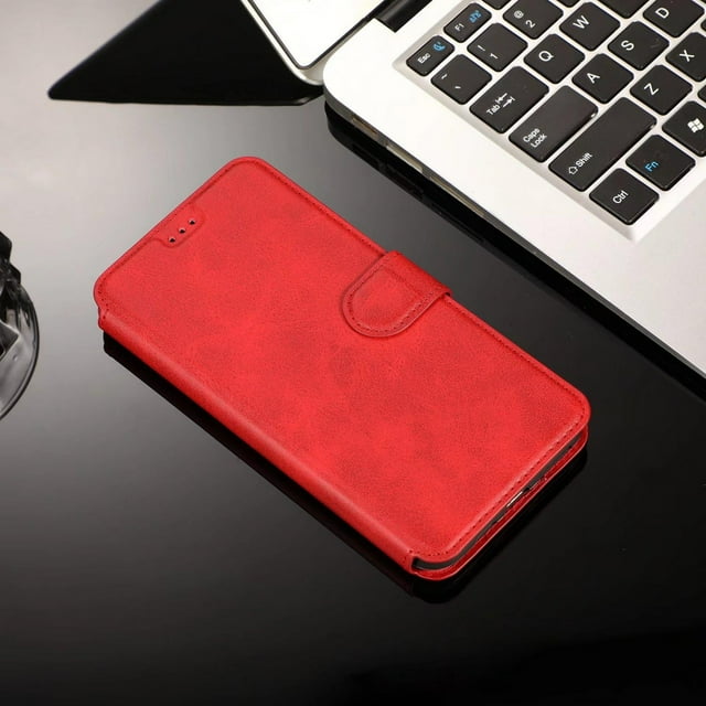 «Elegante teléfono con marco de fotos y tarjetero: ¡recuerdos con un diseño perfecto para los que marcan tendencia!». Rojo