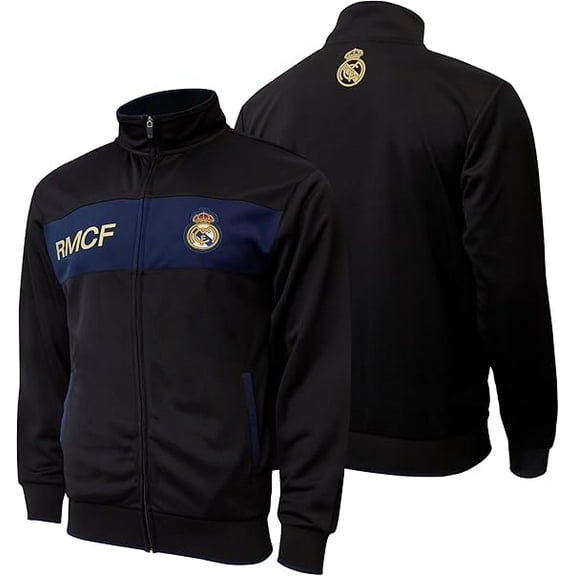 Real Madrid Soccer Track Jacket – Full Zip Active Top – Lightweight Football Club Team Apparel - Medium