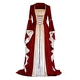 thumbnail image 2 of Halloween Cosplay Dress, Lace Up Bell Sleeve Dress, Renaissance Velvet Dress, Medieval Royal Gown, Womens Renaissance Medieval Costume Dress Lace Up Irish Over Long Dresses Cosplay Retro Gown, Wine S, 2 of 4