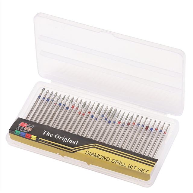 Nail Drill Bits Set 30Pcs/Box Tungsten Steel Grinding Head Drill Bits Nail File Bits Cuticle Drill Bit File Nail Bit Fine Grit for Manicure Pedicure Home Salon Use