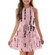 thumbnail image 3 of Girls Summer Dress Tween Dresses Sleeveless A-Line Dress with Print Elegant Casual Summer Dresses for Kids Pink Sizes 4-12 ,Sie:130, 3 of 6
