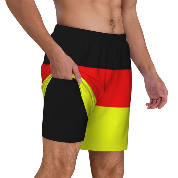 Mens German Flag Germany Swimming Trunks with Compression Liner Beach Quick Dry Swim Shorts