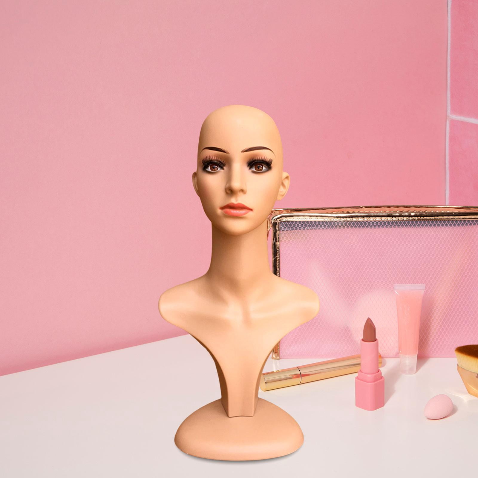 Female Head Mannequin Display Model with Shoulder Lightweight Multipurpose Professional Holder Hats Display Model for Hairpieces