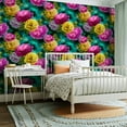 thumbnail image 2 of Peel and Stick Wallpaper Contact Paper Floral Teal Green Pink Textured Bedroom Nursery Decorations Roses Self Adhesive and Removable 23.6in x 118in, 2 of 8