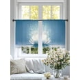 thumbnail image 4 of Summer Sheer Curtains 54 Inch Length 2 Panels for Living Room, Modern Blue Lake Sparkle White Flowers Lotus Voile Kitchen Curtain Set, Luxury Privacy Drapes Window Treatment for Bedroom, 4 of 7
