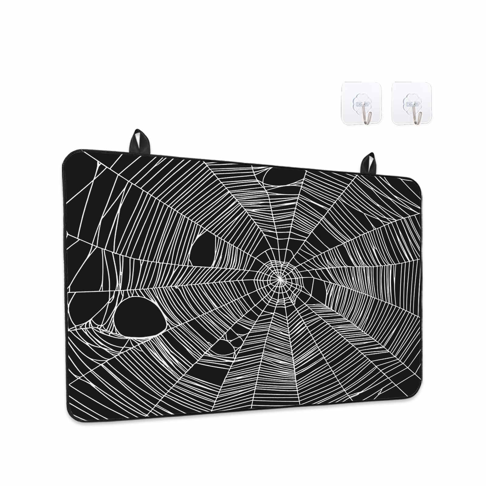 Black Halloween Stove Top Cover for Electric Stove, Heat-proof & Non Slip Glass Top Stove Cover Protector, Country Vintage White Cobweb Scary Kitchen Flat Cooktop Rubber Mat 24x21 Inches