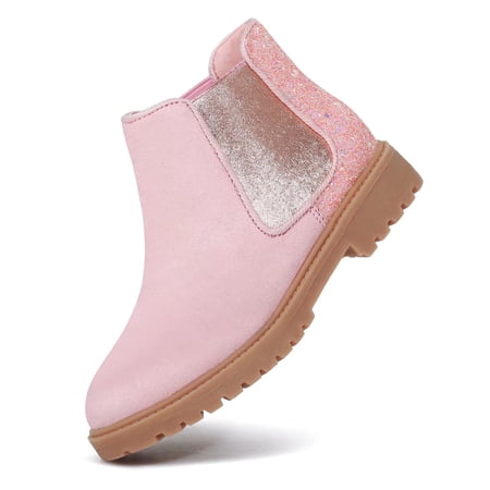 

Harvest Land Girls Ankle Boots Kids Glitter Winter Boots for Teen Girls Fall Boots Elastic Low Heel Girls Booties for Toddler Little Kids/Big Kids Pink