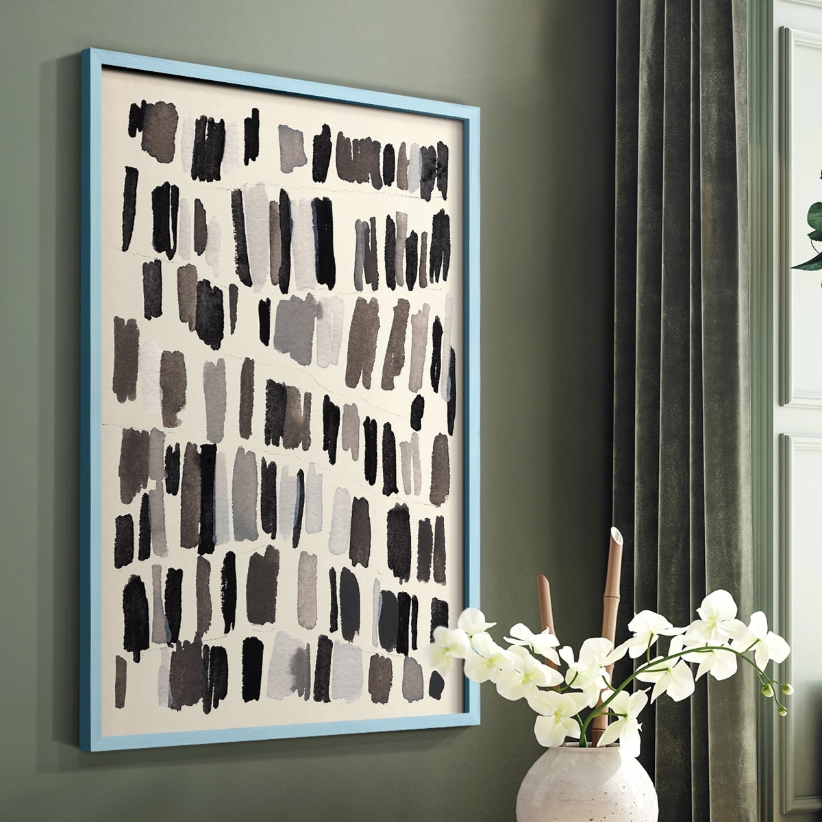 Chalk and Flint III Framed Print in Blue Solid Wood Framed Print No Nail Hanging