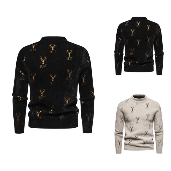 Christmas Sweater, Men’s Wool Knit Sweater Coat, Long Sleeve Warm Cardigan, Classic Outdoor Fashion Knitwear for Fall and Winter