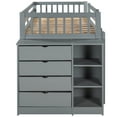 thumbnail image 6 of Twin Over Twin Bunk Bed, Solid Hardwood Twin Over Twin Bed with Attached Cabinet and Shelves Storage, Wooden Bunk Beds for Bedroom, 6 of 7