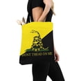 thumbnail image 3 of ASHLEIGH Don't Tread on Me Gadsden Flag Yellow and Black Canvas Tote Bags Reusable Shopping Bags Grocery Bags Party Supply Bags for Women Men Kids, 3 of 3