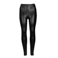 thumbnail image 3 of polainas de mujer Las mujeres de material cuero de la PU de la cadera regordeta Slim jogging ejercicio yoga pantalones polainas - Negro + negro, L L Magideal polainas de mujer, 3 of 7