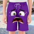 thumbnail image 2 of VNKIDY Boys Swim Trunks Kids Funny Face Prints Elastic Drawstring Waist Quick Dry Breathable Beach Shorts For Beach Pool Summer Wear Trendy Bottoms Purple 11-12 Years, 2 of 4