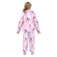 thumbnail image 3 of Fluffy Pajamas Set Fuzzy Winter Warm Pj Sets Pullover Tops and Long Pants Watercolor Purple Bows X-Small, 3 of 8