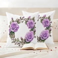 thumbnail image 3 of Purple Rose Pillow Covers 2 Pack Watercolor Flower Pillowcase Waterproof Outdoor Throw Pillow Cover for Patio Garden Square Cushion 18”x18”, 3 of 9