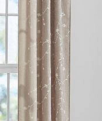 Mainstays Heathered Embroidered Sheer Curtain Panel Pair, Set of 2, Beige, 37"W x 84"L