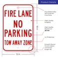 thumbnail image 3 of Fire Lane No Parking Tow Away Zone Sign, 12x18 Aluminum, 3 of 8