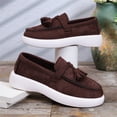 thumbnail image 4 of IEMIEMIEM Women's Suede Penny Loafer Shoe Comfort Tassel Embellished Trendy Loafers 2026 Fall Fashion Slip-on Shoes Soft Sole Flat Coffee 7.5 Wide, 4 of 6
