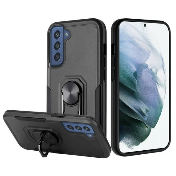 For Apple iPhone 13 Pro (6.1") Hybrid Tough Strong Dual Layer Hard PC TPU with Flat Magnetic Ring Stand Heavy-Duty Armor Cover ,Xpm Phone Case [ Black ]