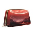 thumbnail image 2 of Naloa Red Moon Lava Leather Makeup Bag for Purse Travel, Portable Small Cosmetic Organizer for Women and Girls, Make up Bag with Zipper, 2 of 8