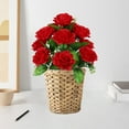 thumbnail image 4 of Dvruxg Artificial Roses Flower with Stems Fake Flowers Bouquet Realistic Long Stem Faux Rose for Valentines Day Wedding Home Decor(Red), 4 of 6