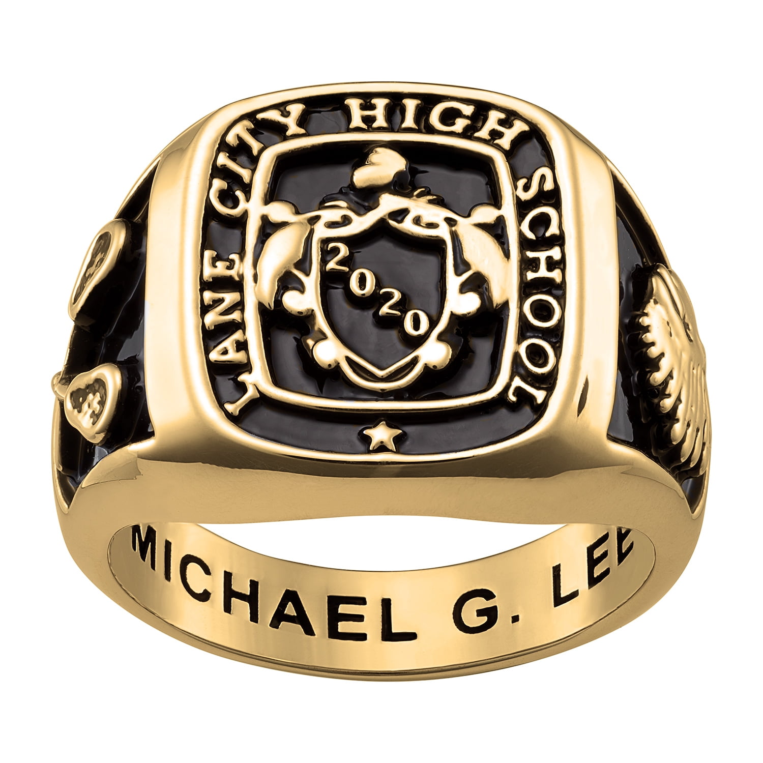 Freestyle Class Rings Personalized Men's Yellow Celebrium Crest
