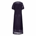 thumbnail image 5 of XIAOCHA Women's Open Knit Cover-Up Dress Crew Neck Short-Sleeve Summer Beach Maxi Dress, 5 of 6