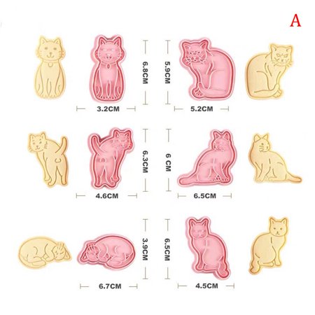 

Shapes 3D Cat Dog Bakeware Cookie Cutters Biscuit Mold DIY Press Baking Stamps Birthday Party 6Pcs